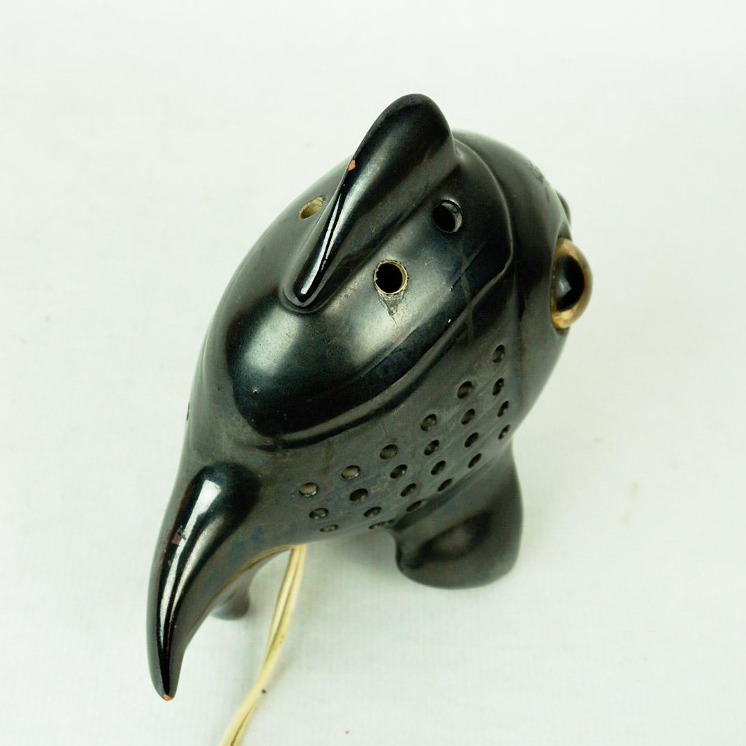 Mid-20th Century Austrian Midcentury Black Ceramic Fish by Anzengruber Keramik For Sale