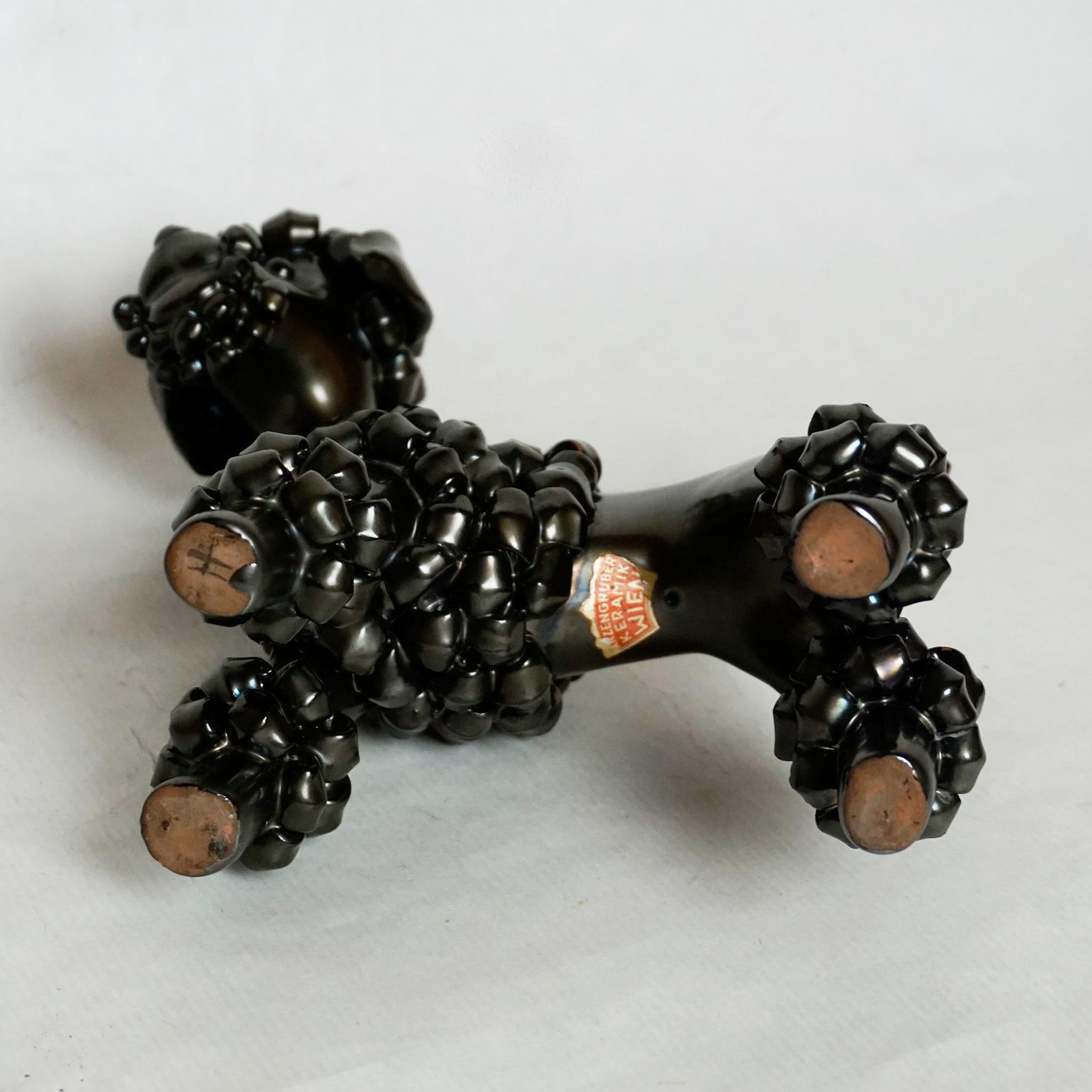 Mid-20th Century Austrian Midcentury Black Glazed Ceramic Dog 