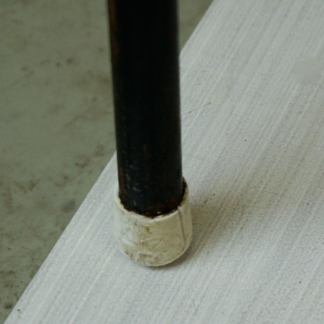 Austrian Midcentury Black Steel and Wicker Side Table by Carl Auböck For Sale 4