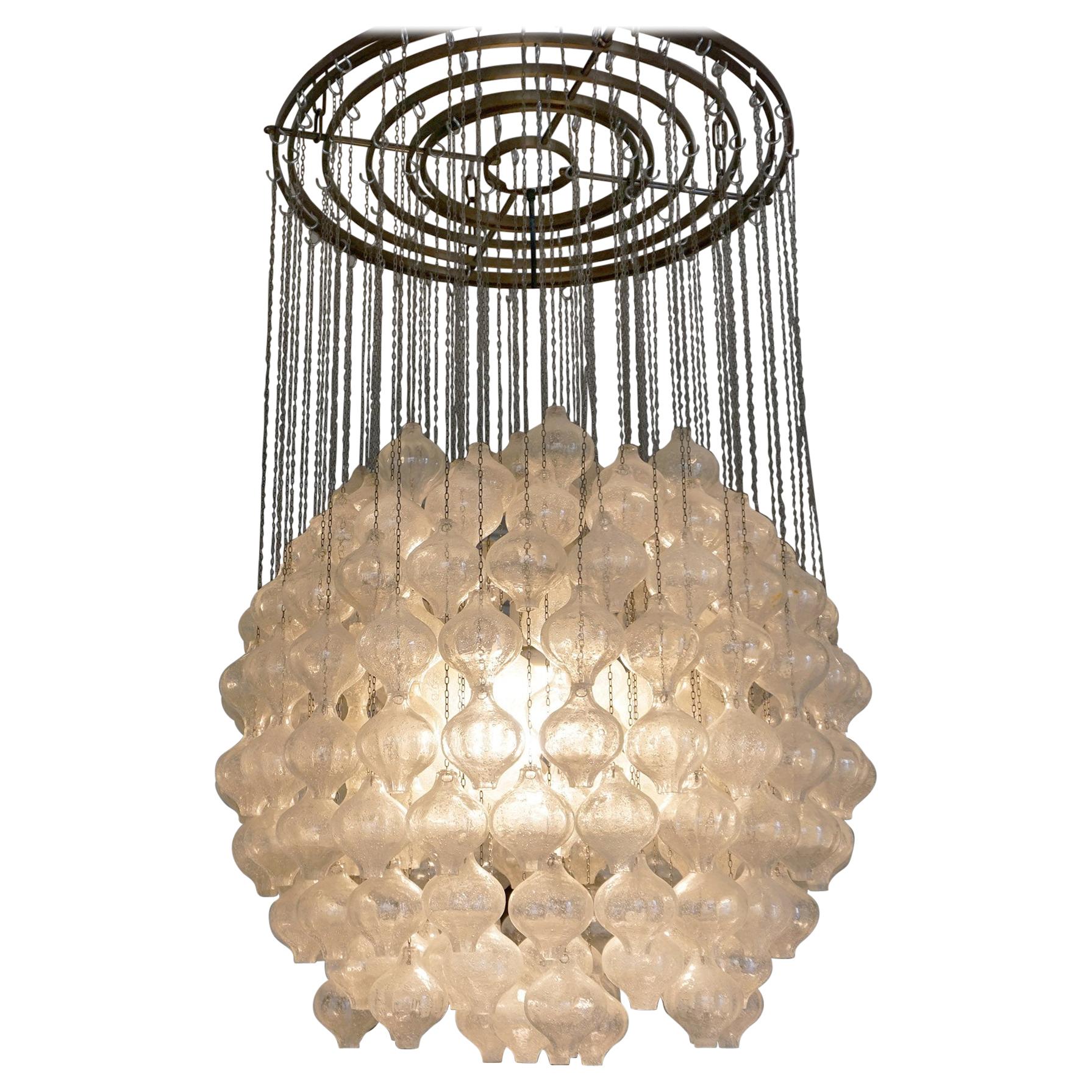 Austrian Midcentury Blown Glass Tulipan Chandelier by J.T. Kalmar