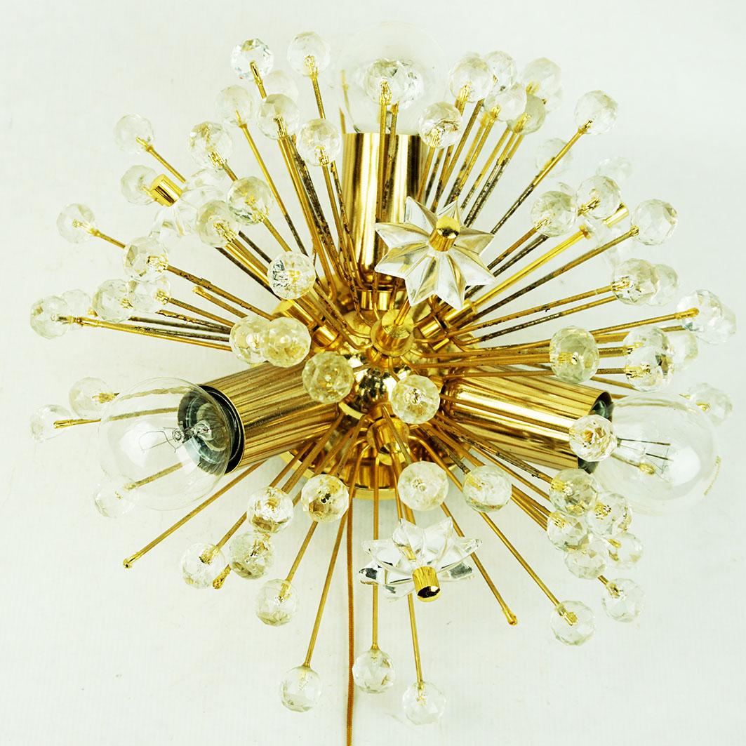 Mid-Century Modern Austrian Midcentury Brass and Crystal Wall Lamp by E. Stejnar for Rupert Nikoll