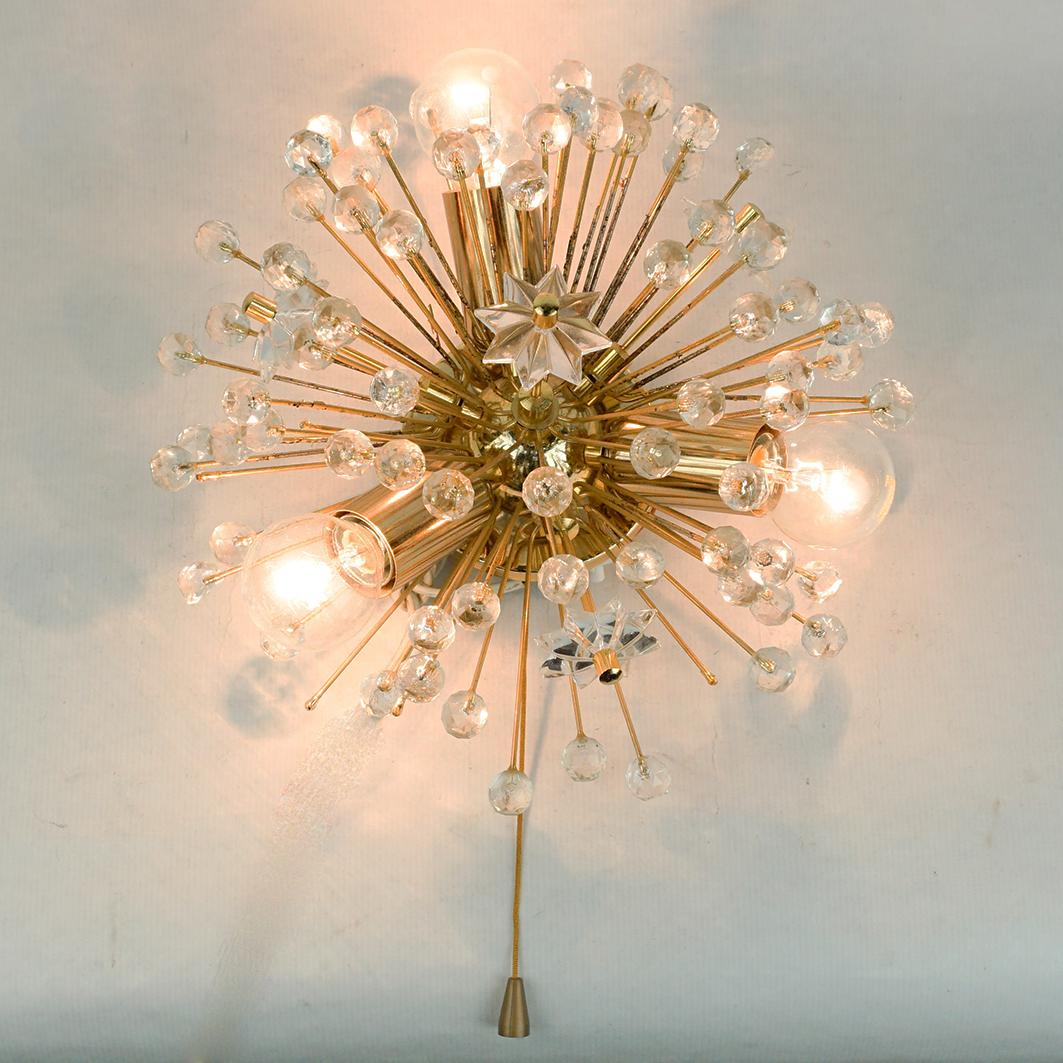 Austrian Midcentury Brass and Crystal Wall Lamp by E. Stejnar for Rupert Nikoll 2