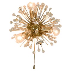 Austrian Midcentury Brass and Crystal Wall Lamp by E. Stejnar for Rupert Nikoll