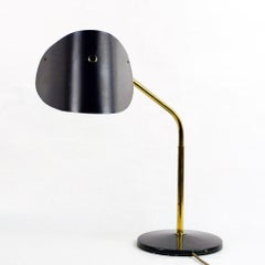 Austrian Midcentury Brass and Grey Metal Table Lamp by Hagenauer Vienna