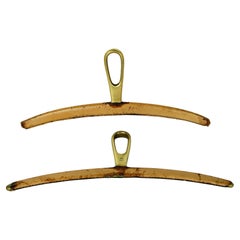 Austrian Midcentury Brass and Leather Cloth Hangers by Carl Auböck