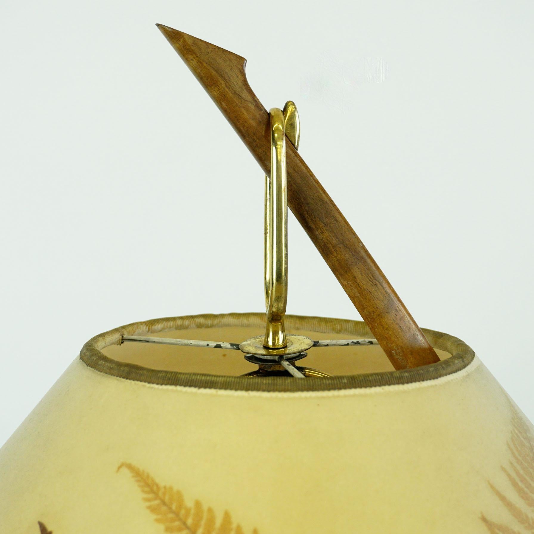 Austrian Midcentury Brass and Walnut Dornstab Floor Lamp by J. T. Kalmar 1