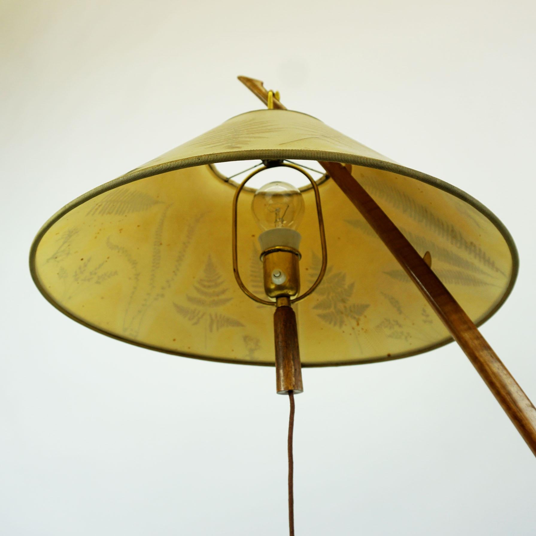 Austrian Midcentury Brass and Walnut Dornstab Floor Lamp by J. T. Kalmar 2