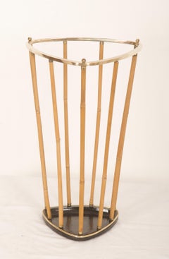 Austrian Midcentury Brass Bamboo Umbrella Stand