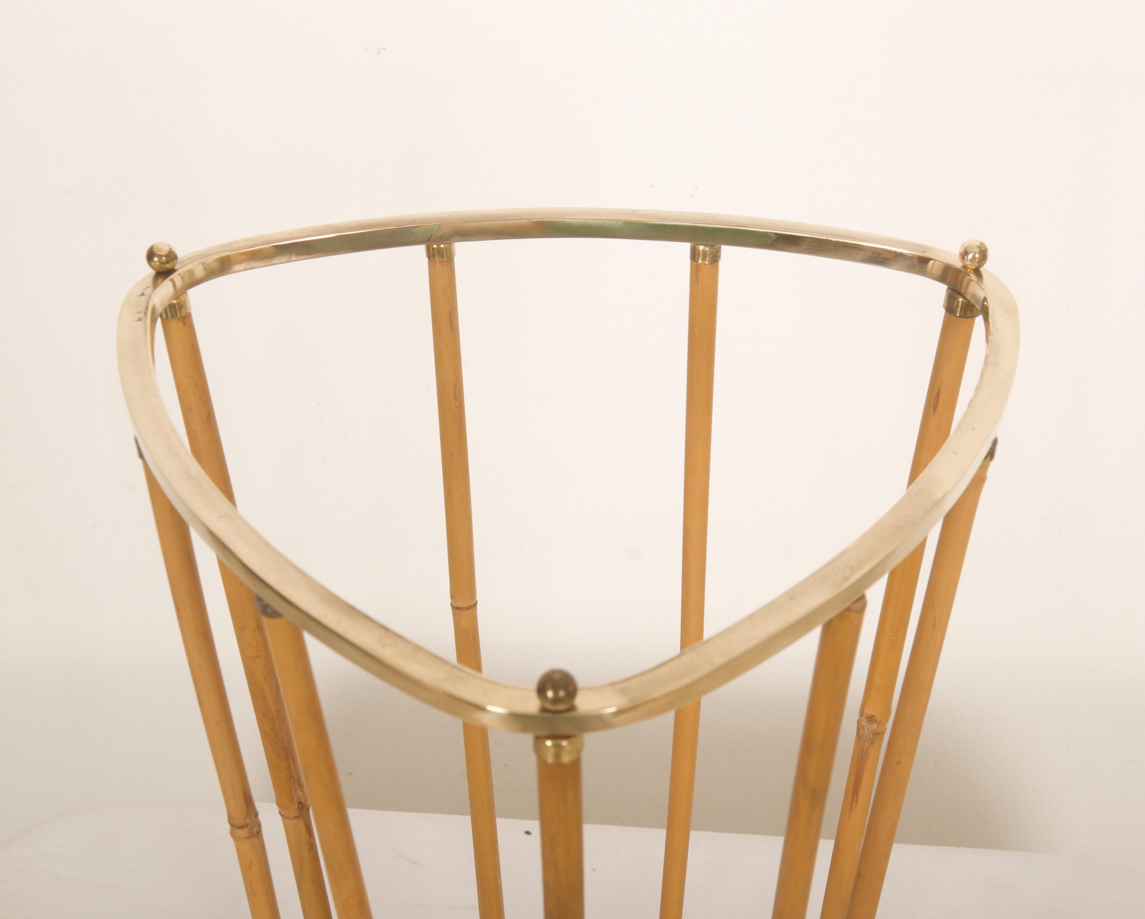 Austrian Midcentury Brass Bamboo Umbrella Stand  In Good Condition For Sale In Vienna, AT