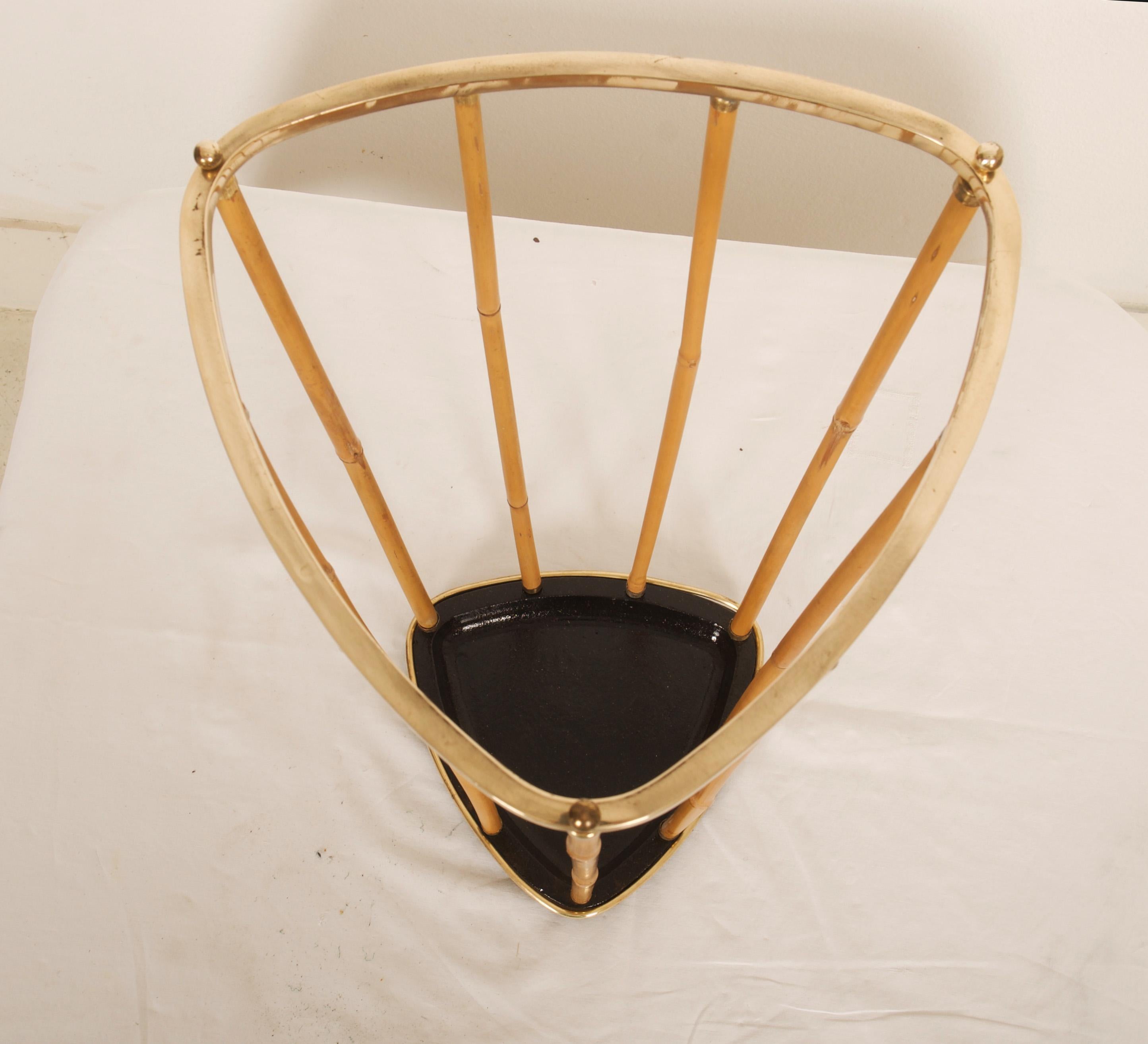 Mid-20th Century Austrian Midcentury Brass Bamboo Umbrella Stand  For Sale