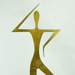 Austrian Midcentury Brass Female Gymnast Sculpture by Franz Hagenauer