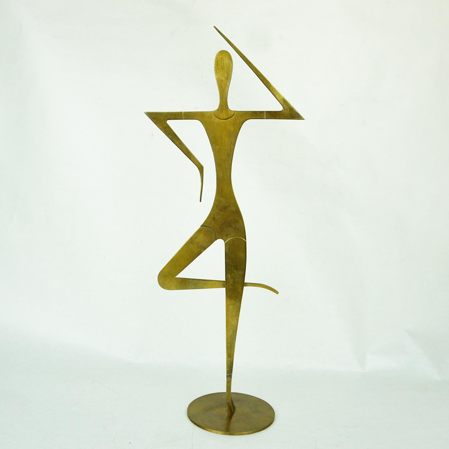 Mid-Century Modern Austrian Midcentury Brass Female Gymnast Sculpture by Franz Hagenauer