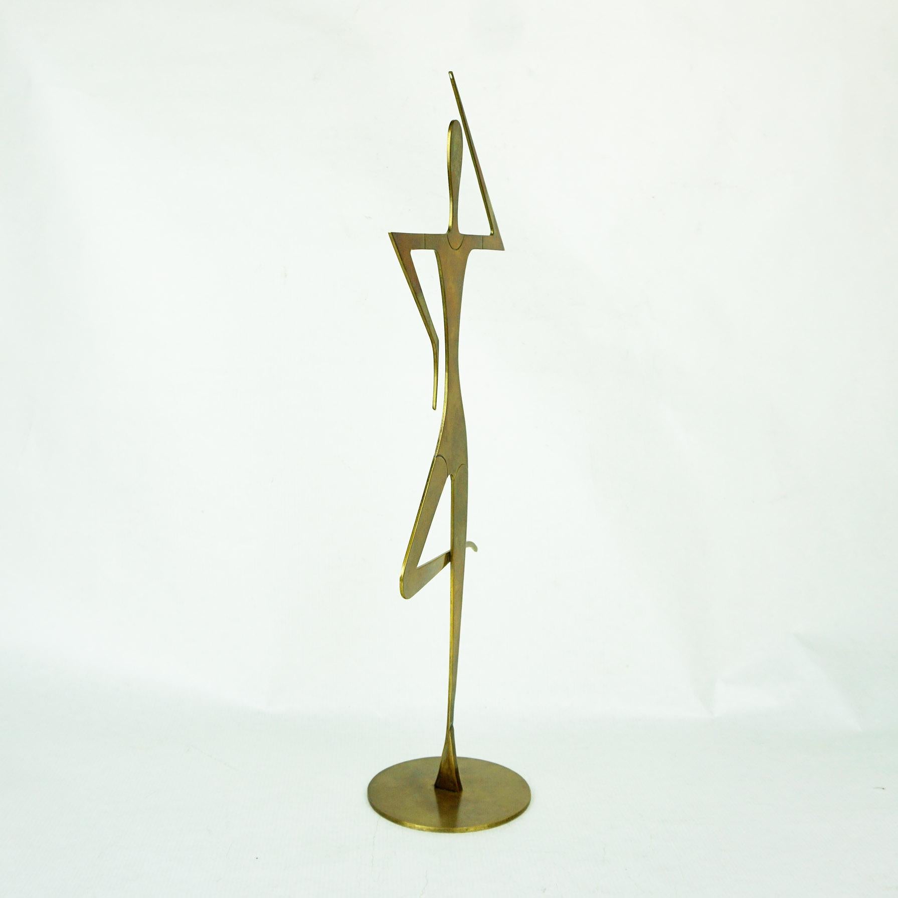 Late 20th Century Austrian Midcentury Brass Female Gymnast Sculpture by Franz Hagenauer