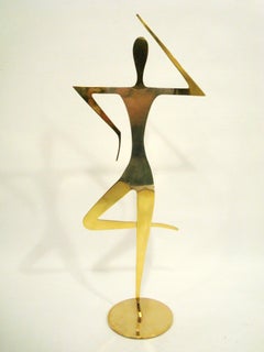 Art Deco Austrian Midcentury Brass Female Gymnast Figure / Sculpture - Hagenauer