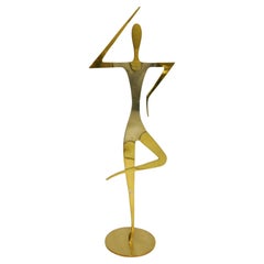Escultura austriaca de latón de mitad de siglo de una gimnasta de Hagenauer