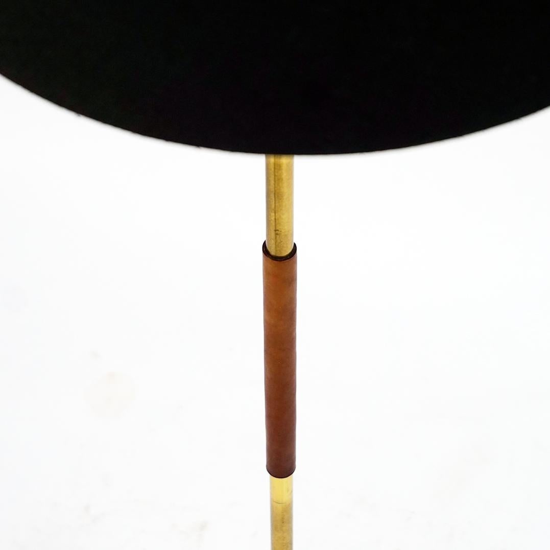 Leather Austrian Midcentury Brass Floor Lamp Silone by J.T. Kalmar