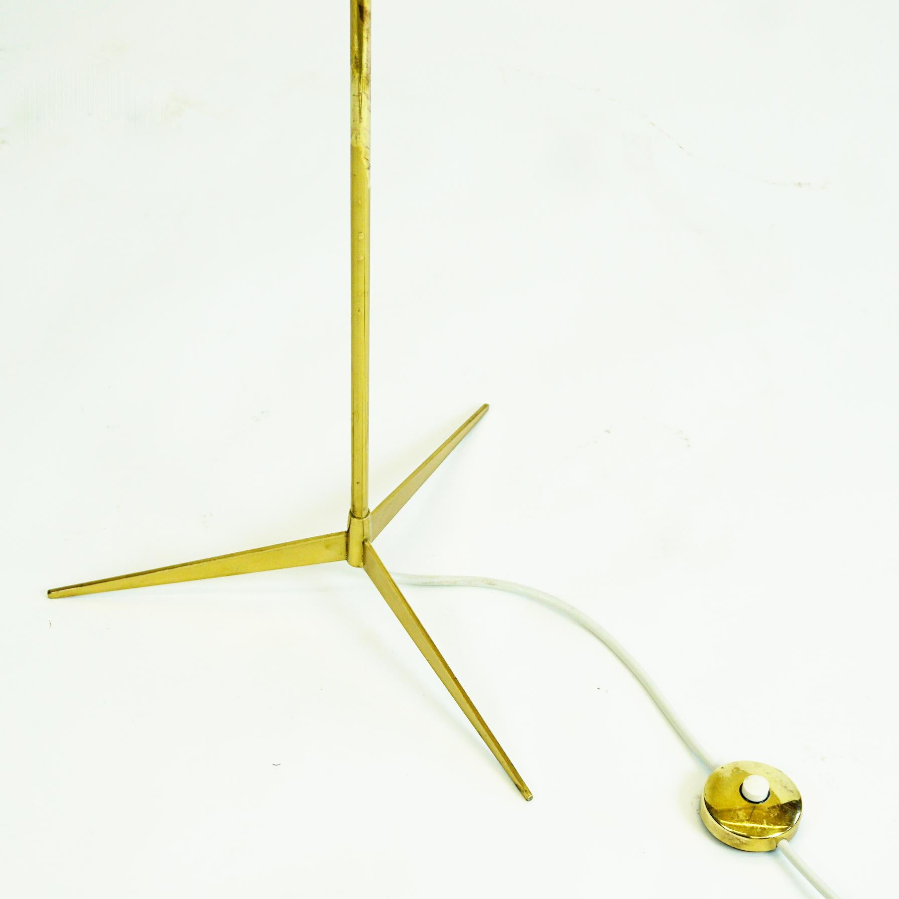 Mid-Century Modern Austrian Midcentury Brass Floor Lamp Micheline with Black Shade by J.T. Kalmar