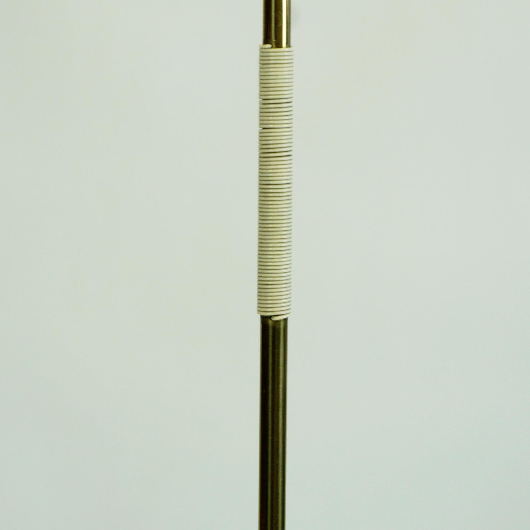 Mid-20th Century Austrian Midcentury Brass Floor Lamp Micheline with Black Shade by J.T. Kalmar