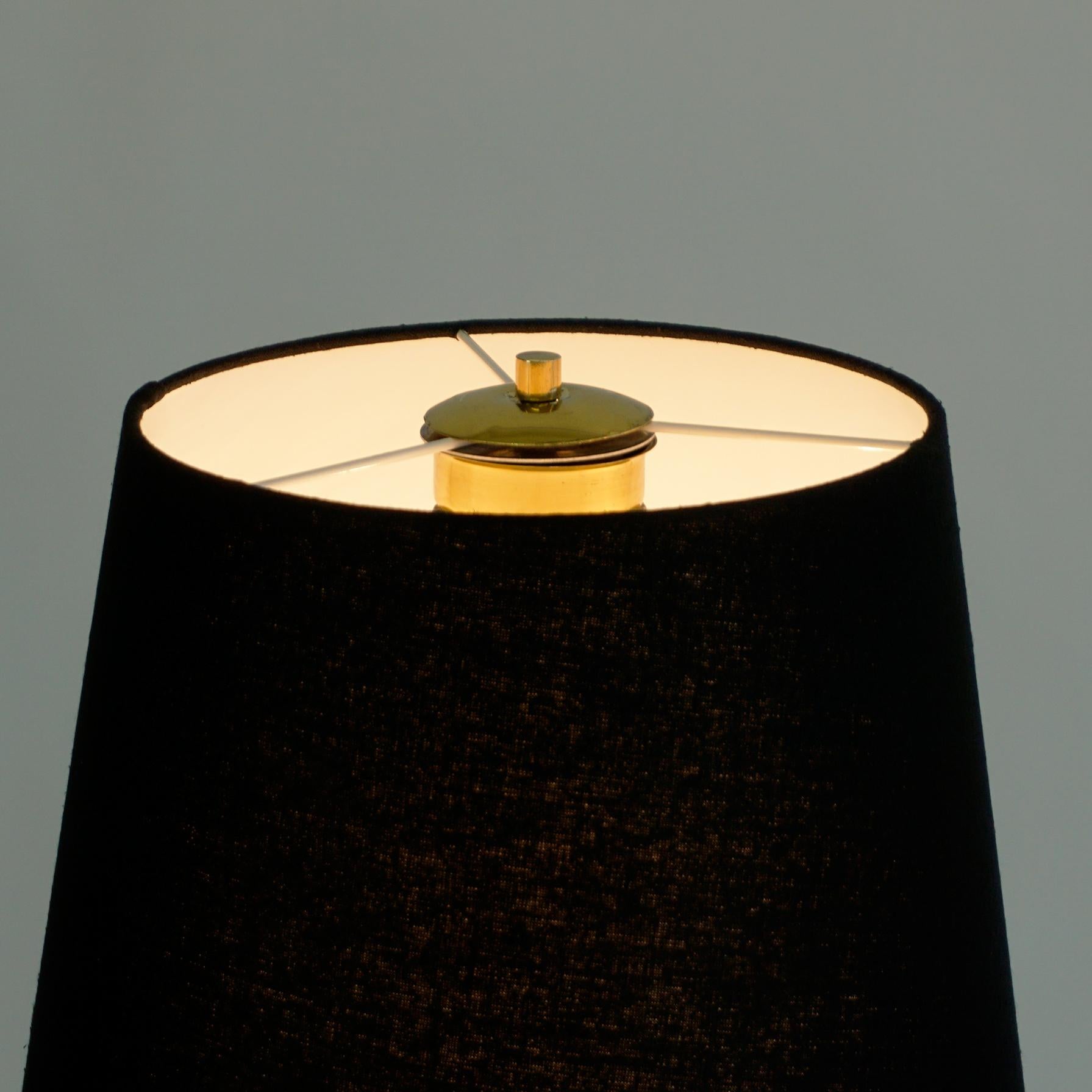 Austrian Midcentury Brass Floor Lamp Micheline with Black Shade by J.T. Kalmar 3