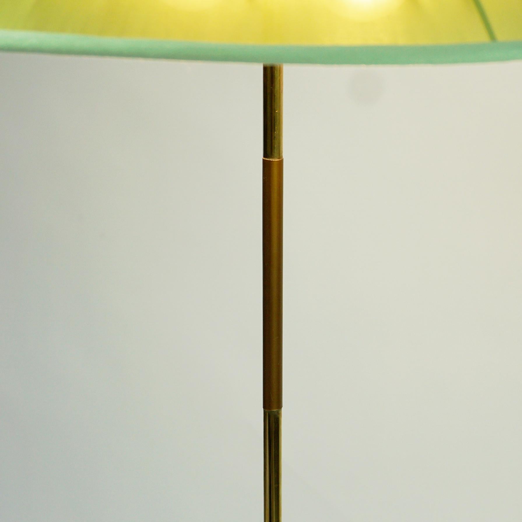 Austrian Midcentury Brass Floor Lamp with Green Shade Attr. to Rupert Nikoll 5