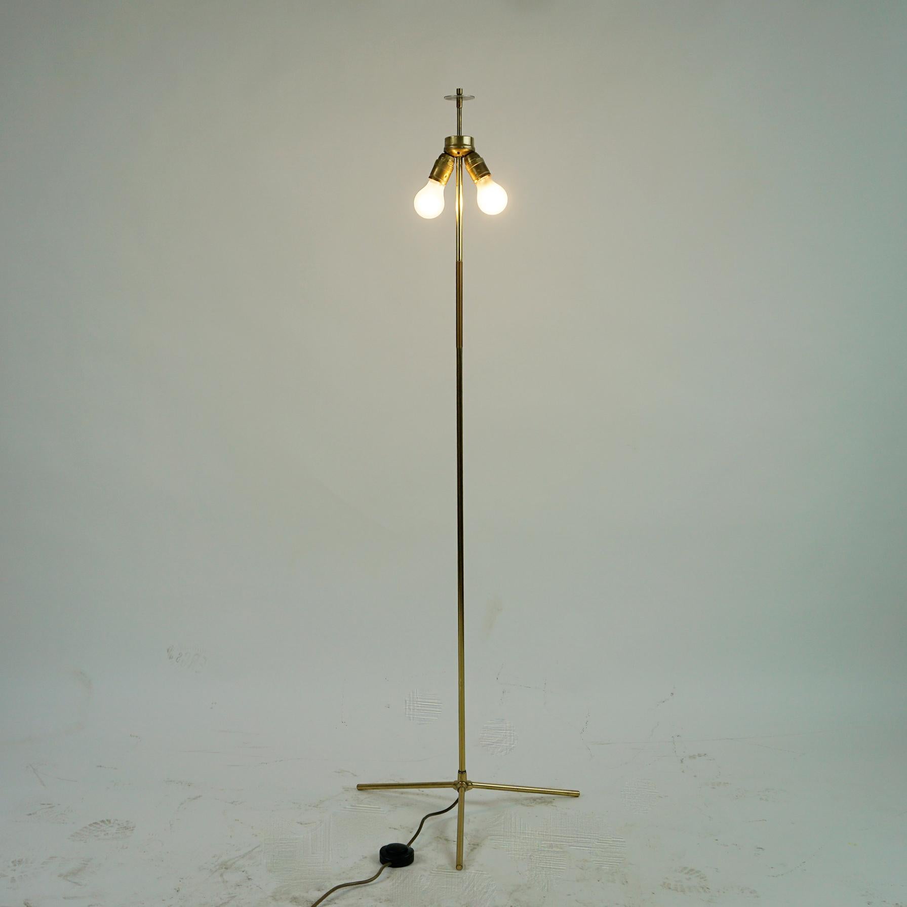 Mid-Century Modern Austrian Midcentury Brass Floor Lamp with Green Shade Attr. to Rupert Nikoll