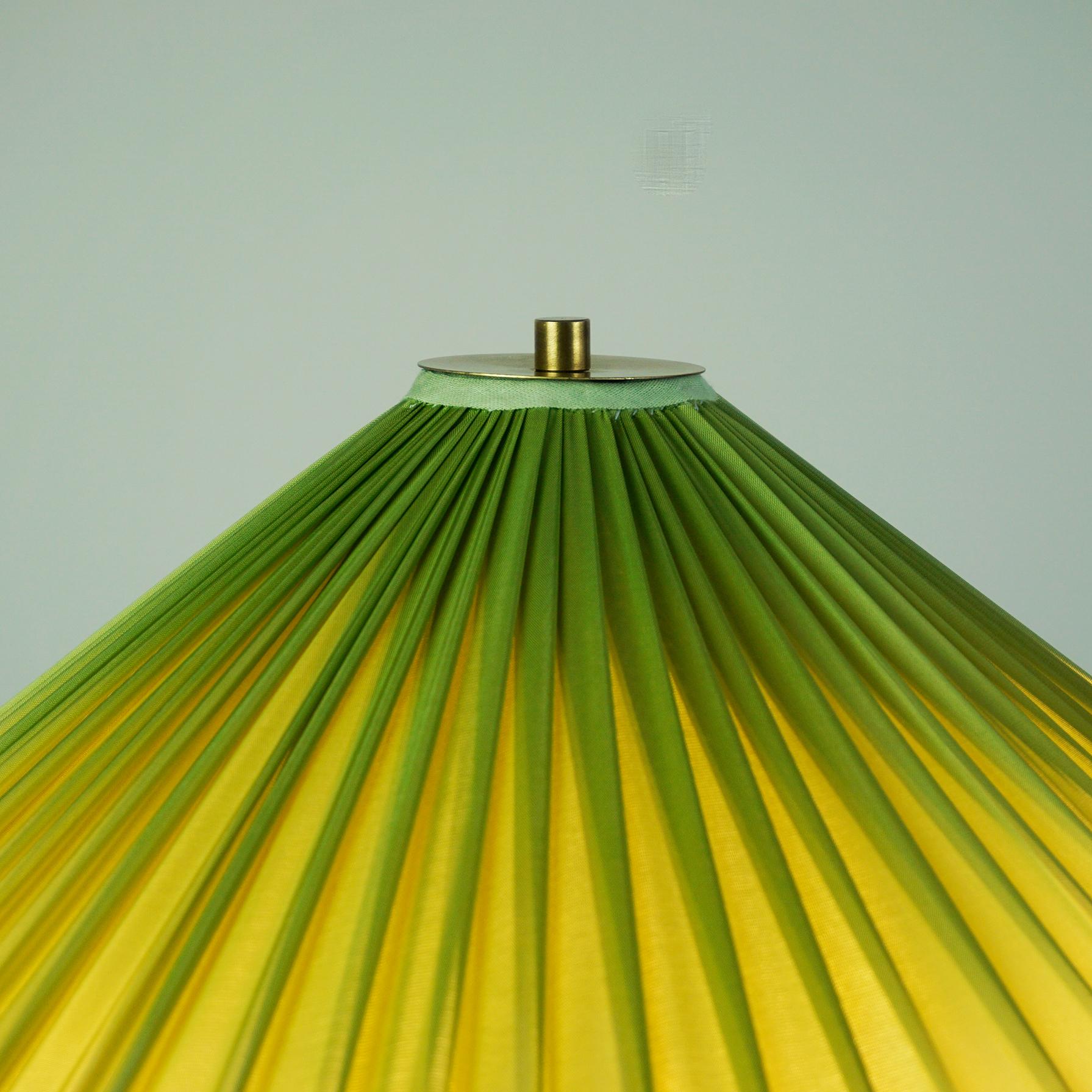 Austrian Midcentury Brass Floor Lamp with Green Shade Attr. to Rupert Nikoll 2