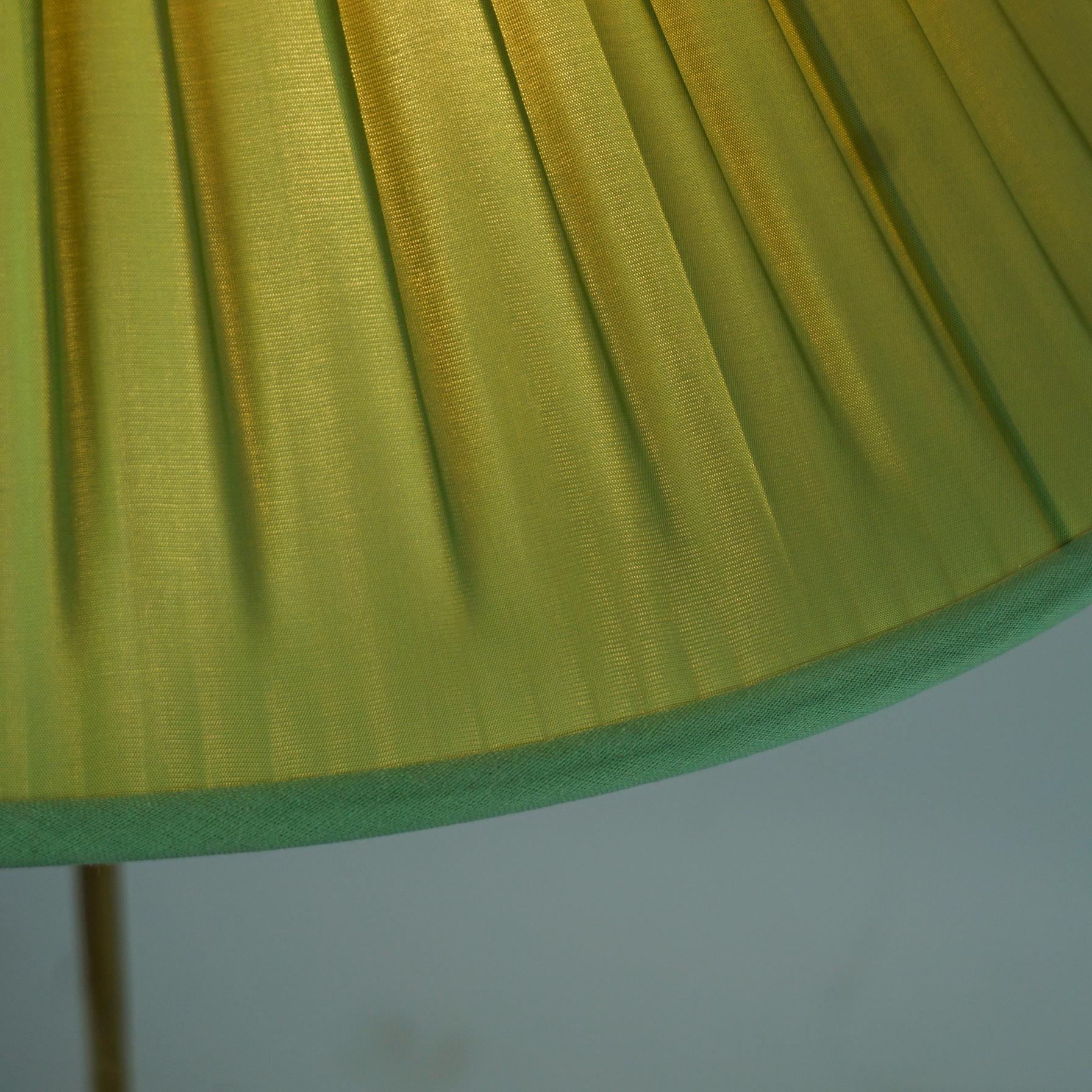Austrian Midcentury Brass Floor Lamp with Green Shade Attr. to Rupert Nikoll 3