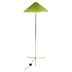 Austrian Midcentury Brass Floor Lamp with Green Shade Attr. to Rupert Nikoll