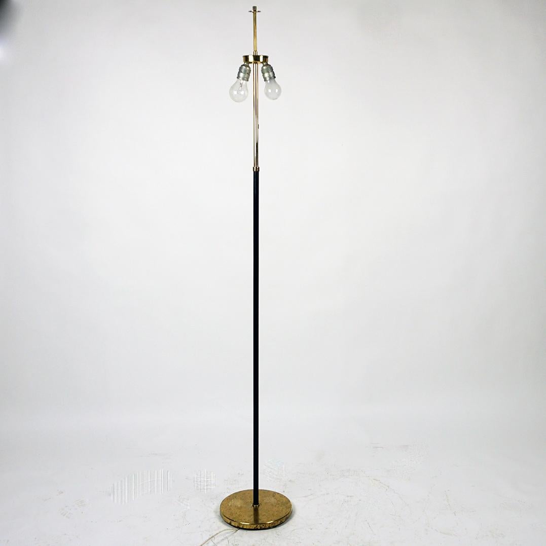 Mid-20th Century Austrian Midcentury Brass Floor Lamp with Pink Flamingo Shade For Sale