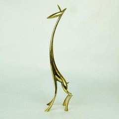 Austrian Midcentury Brass Giraffe Sculpture by Karl Hagenauer Vienna