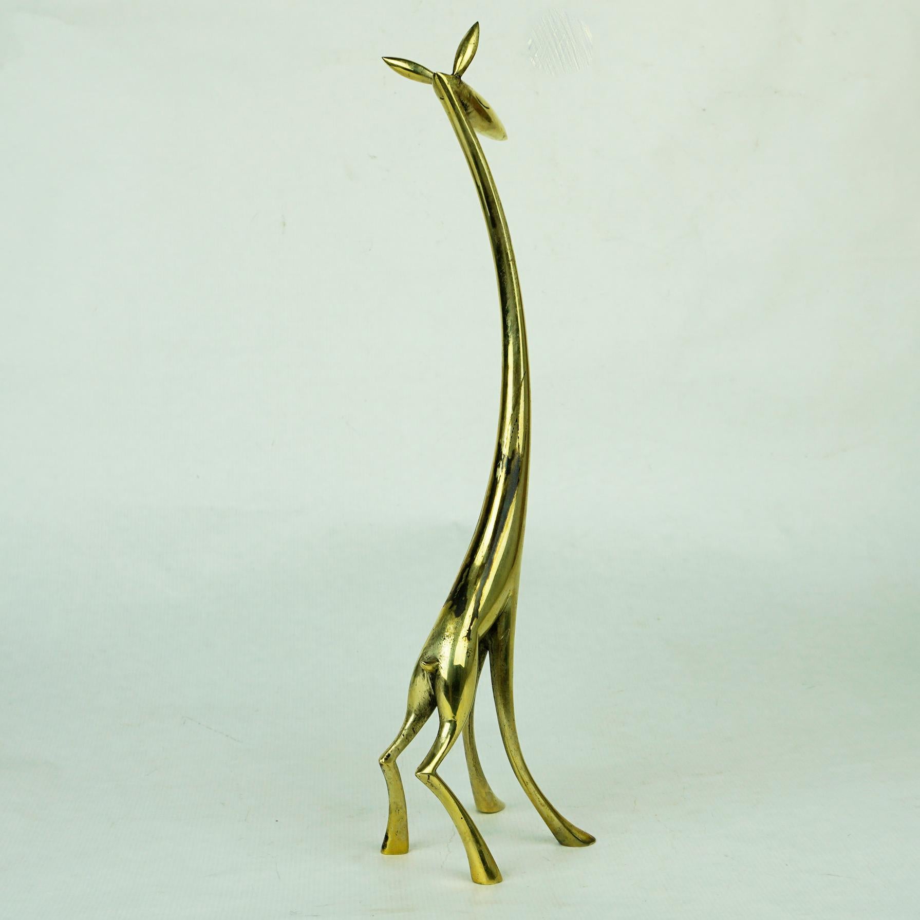 Austrian Midcentury Brass Giraffe Sculpture by Karl Hagenauer Vienna 1