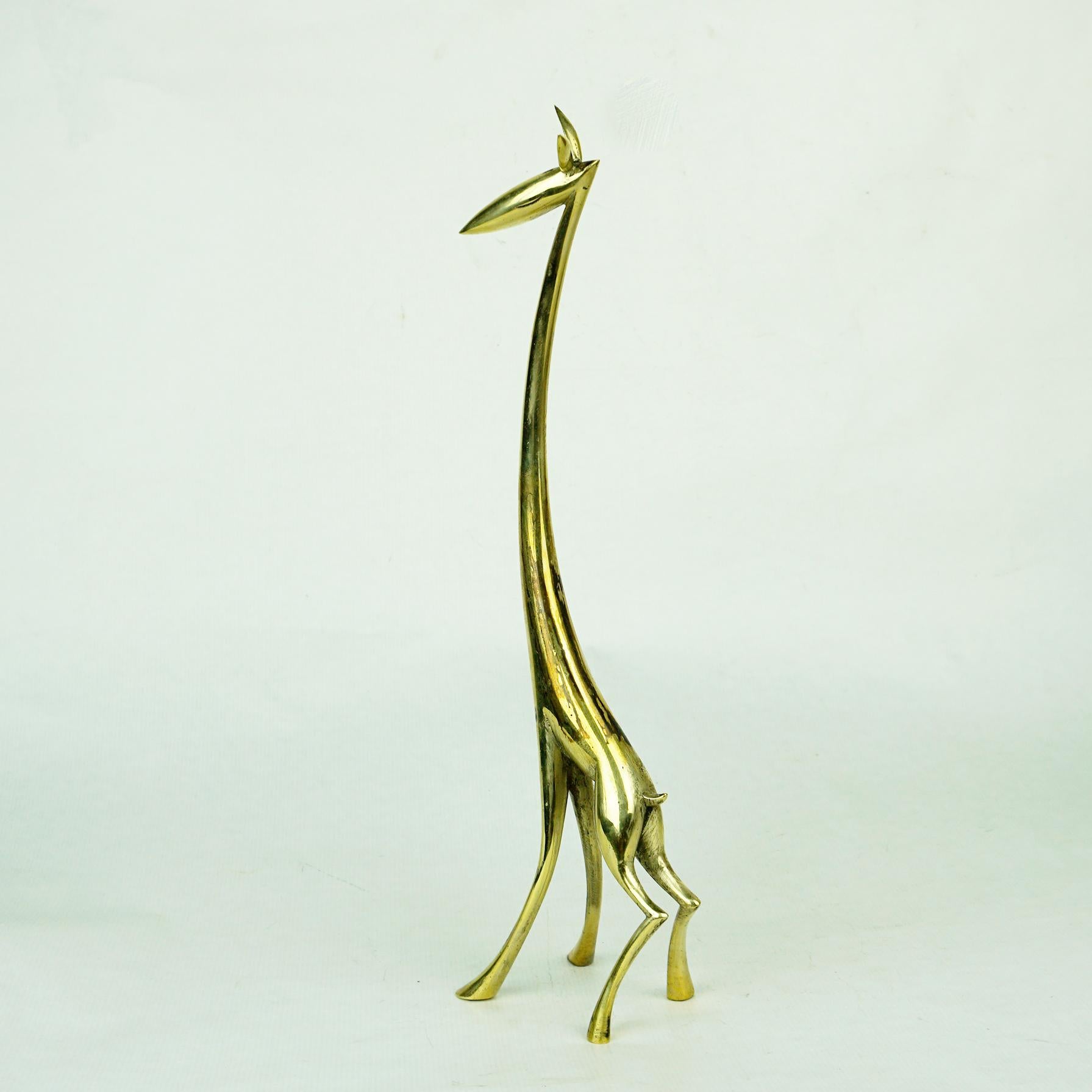 Austrian Midcentury Brass Giraffe Sculpture by Karl Hagenauer Vienna 2