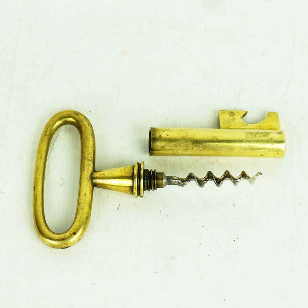 Austrian Midcentury Brass Key Corc Screw or Bottle Opener by Carl Auböck For Sale 2