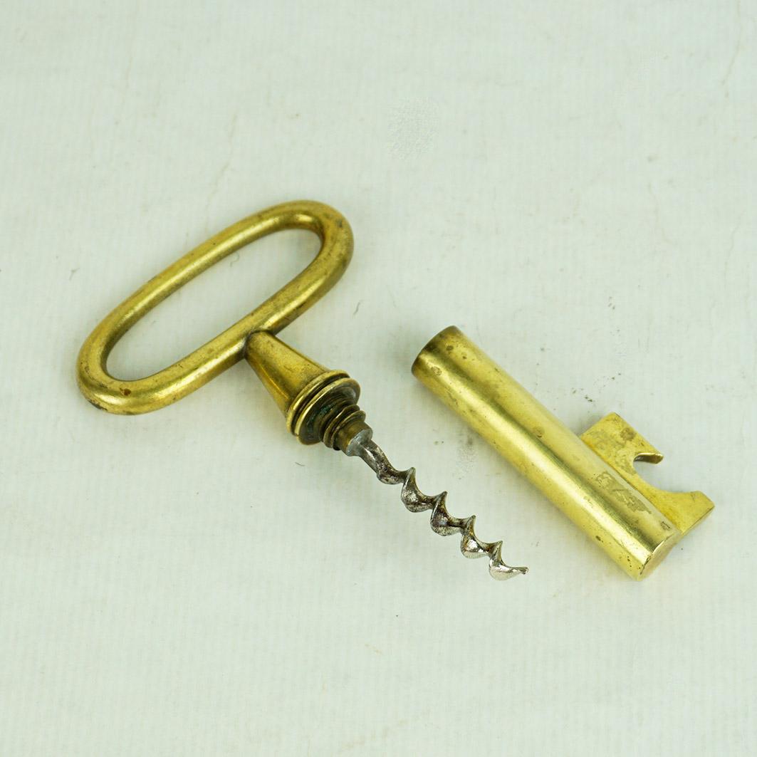 Austrian Midcentury Brass Key Corc Screw or Bottle Opener by Carl Auböck For Sale 3