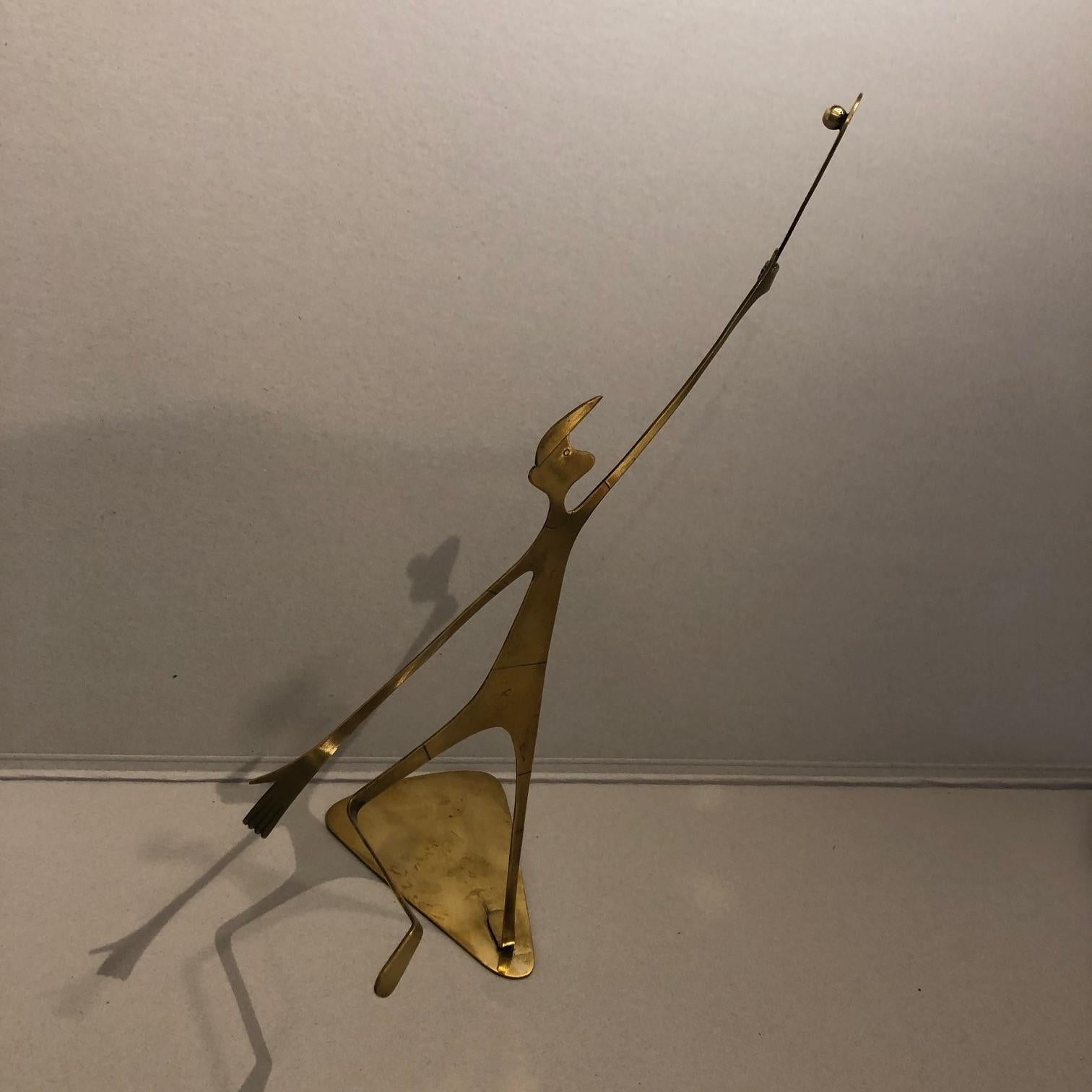 Amazing iconic Austrian Midcentury polished brass Tennis player sculpture designed by Franz Hagenauer and manufactured by Werkstätte Hagenauer Vienna in the 1950s. It is marked on the underside with Hagenauer Wien, WHW and FRANZ.
A must have for