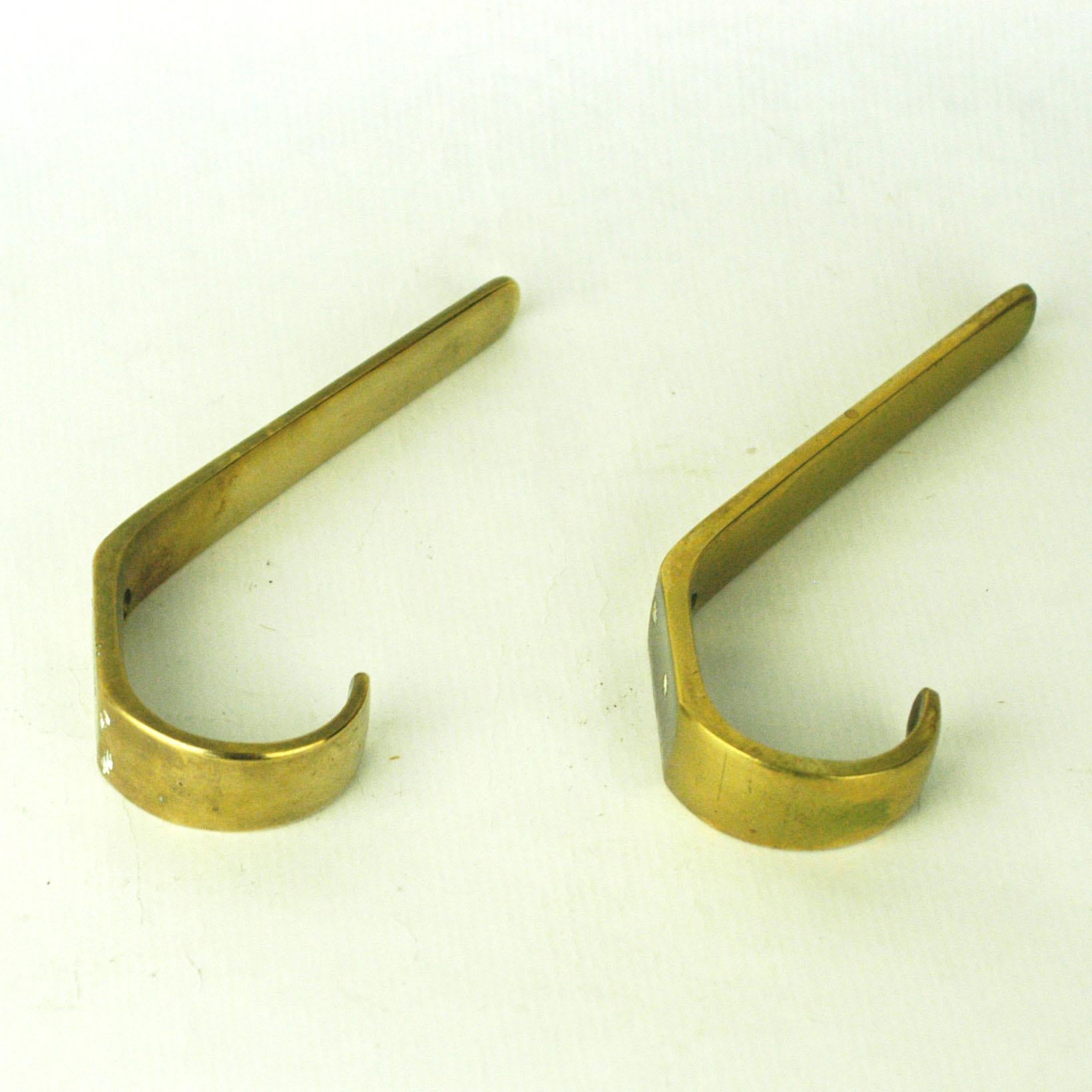 Mid-Century Modern Austrian Midcentury Brass Wall Cloth Hooks