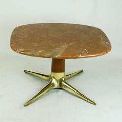 Austrian Midcentury Brass, Walnut and Marble Coffee Table by Oswald Haerdtl