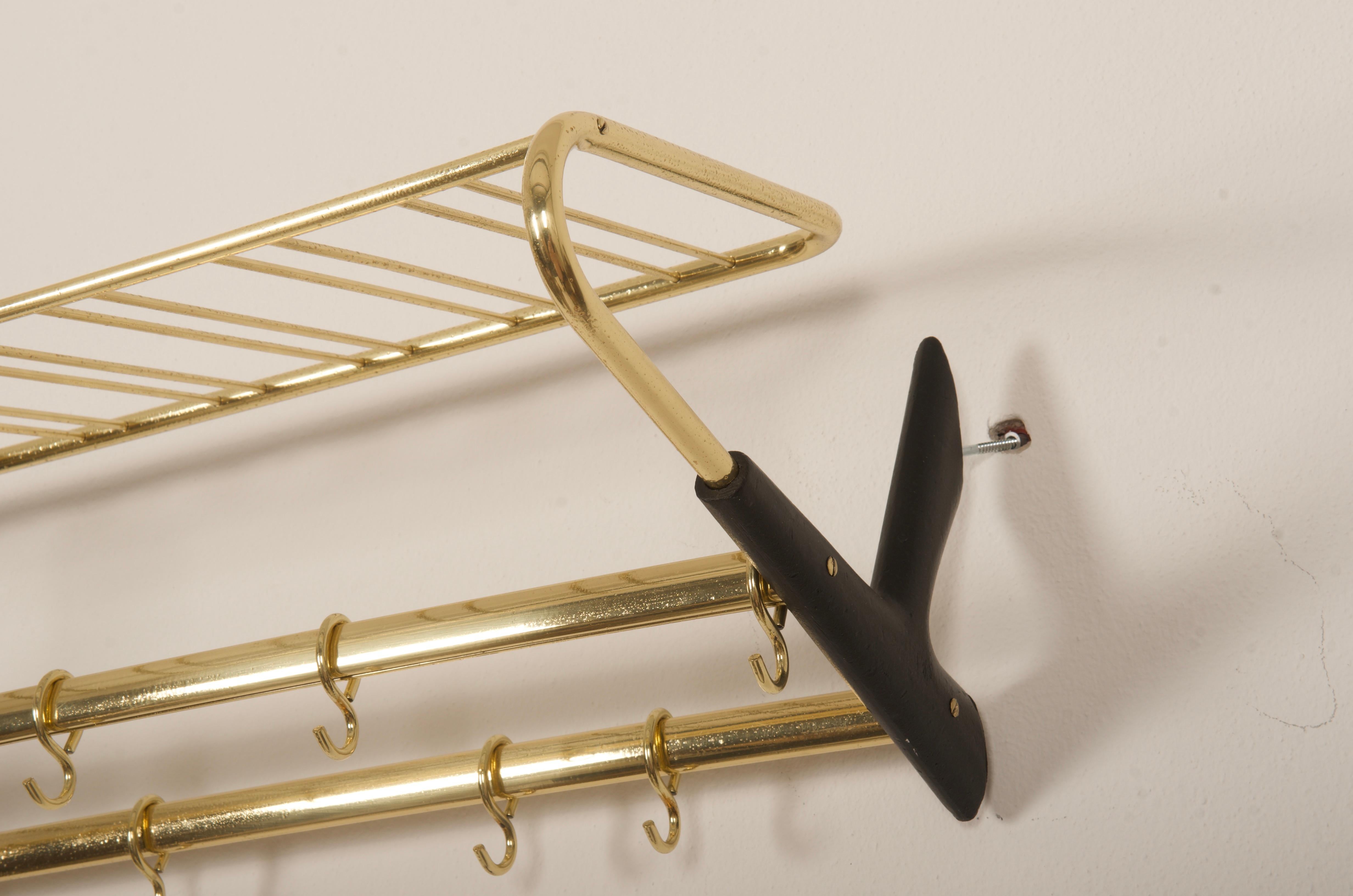 Brass Austrian Midcentury Coat Rack For Sale