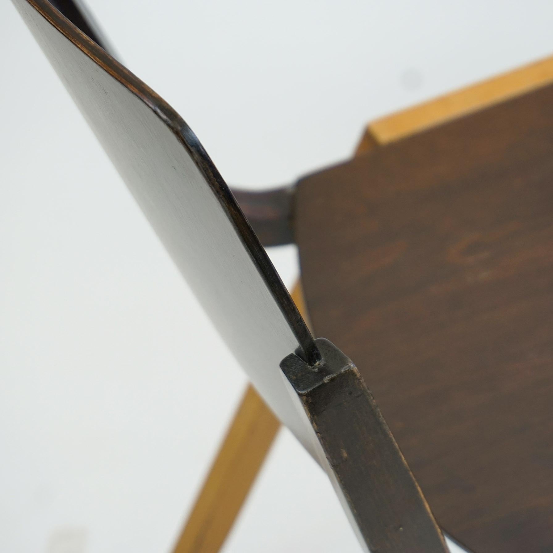 Austrian Midcentury Dark Brown P7 Beechwood Stacking Chair by Roland Rainer 6