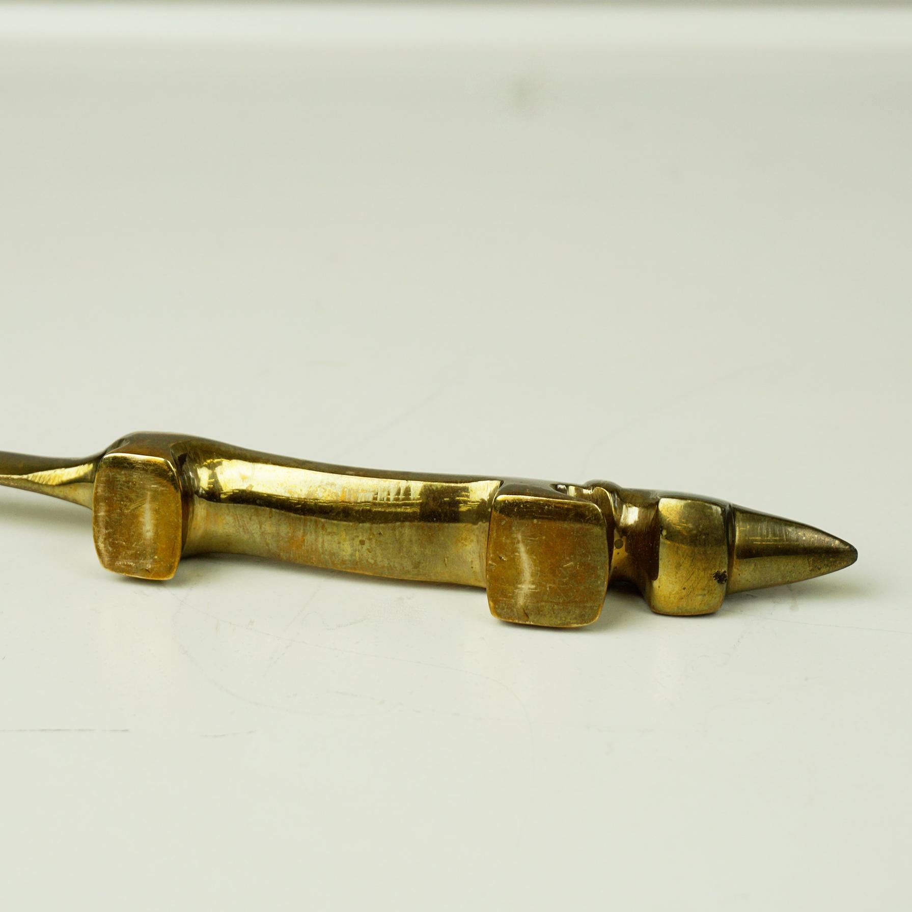 Austrian Midcentury Golden Brass Dachshund Letter Opener by Walter Bosse For Sale 3