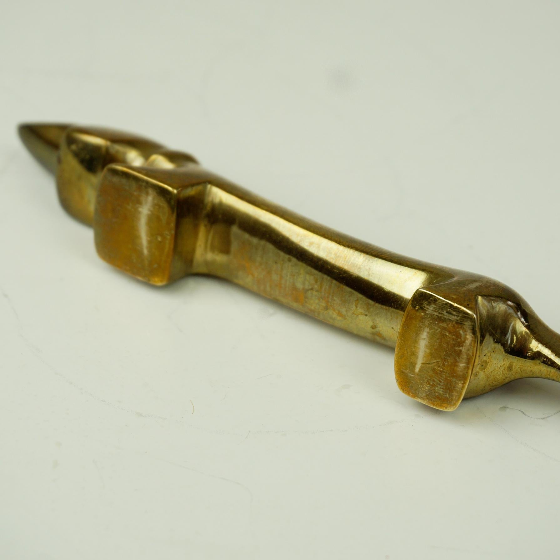 Austrian Midcentury Golden Brass Dachshund Letter Opener by Walter Bosse 3