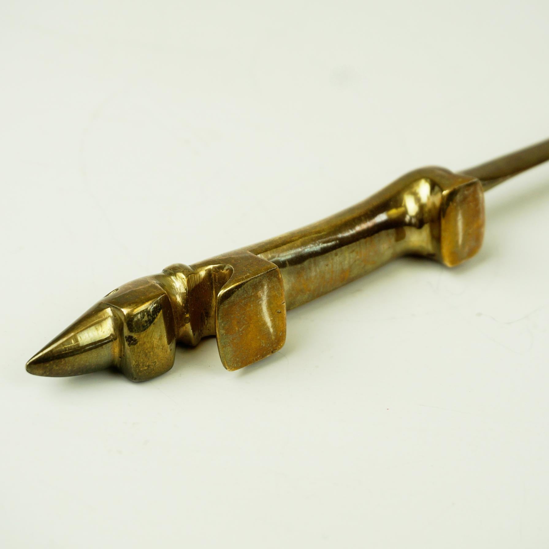 Austrian Midcentury Golden Brass Dachshund Letter Opener by Walter Bosse 4