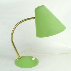 Austrian Midcentury Green Lacquered Adjustable Brass Desk Lamp