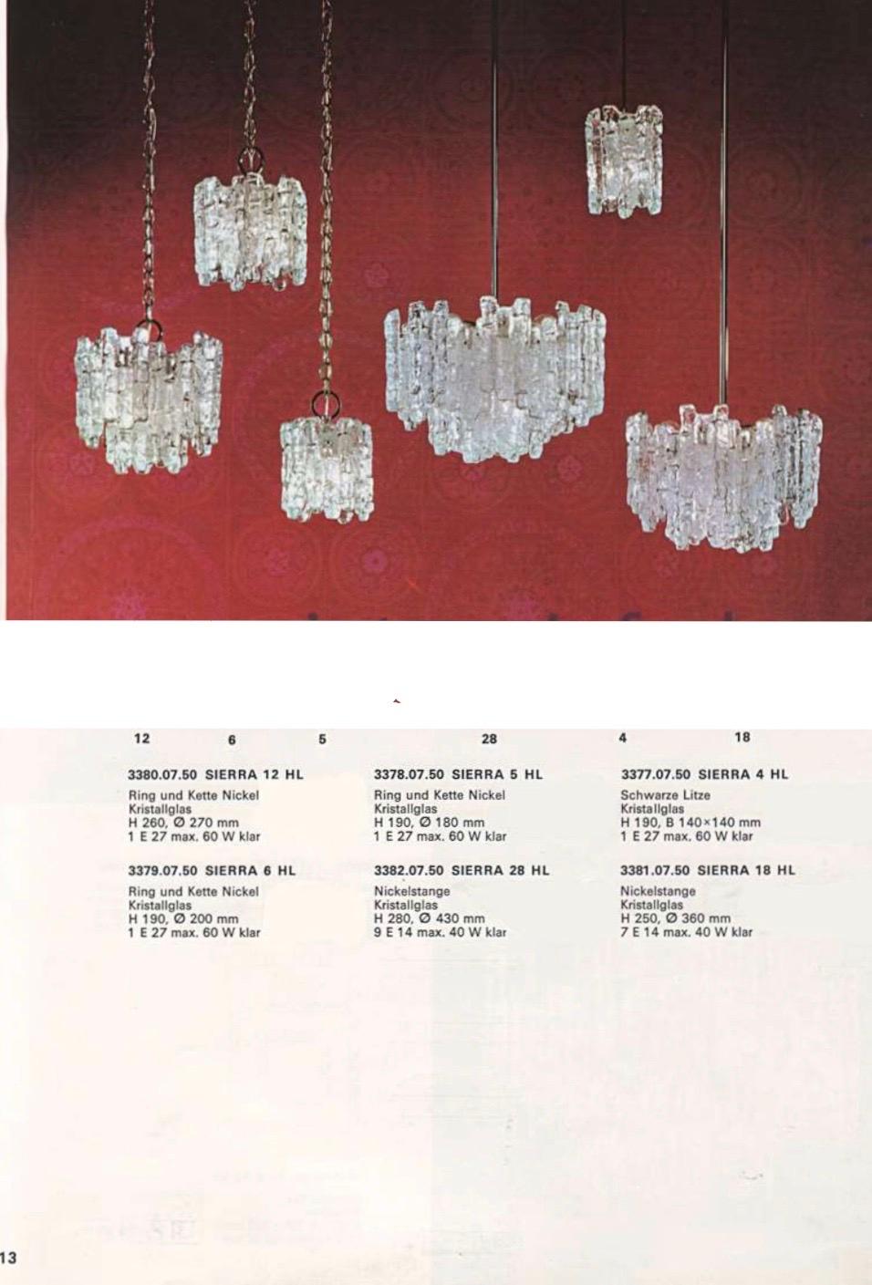 Österreichischer Eisglas-Kronleuchter aus der Mitte des Jahrhunderts von Kalmar, Modell „Sierra“, 1970er Jahre (Moderne der Mitte des Jahrhunderts) im Angebot