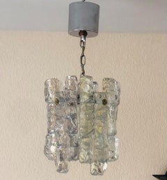 Austrian Midcentury Ice-Glass Chandelier by Kalmar, Model "Sierra", 1970s