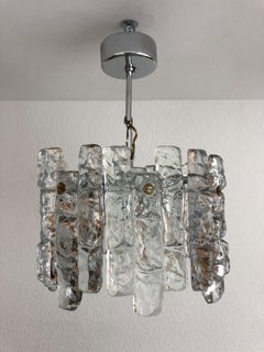 Austrian Midcentury Ice-Glass Murano Chandelier by Kalmar, Model "Sierra", 1970s