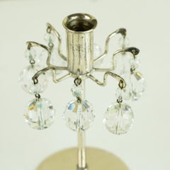 Austrian Midcentury J L Lobmeyr Crystal Glass Silver Candleholder