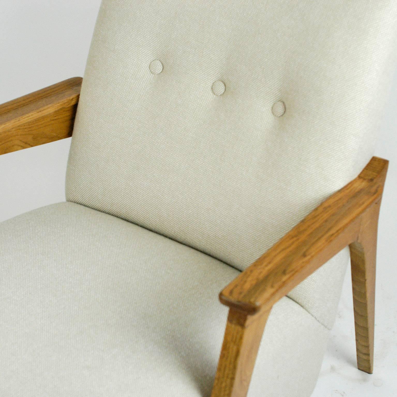 Austrian Midcentury Light Beige Oak Lounge Chair by Oskar Riedel 2