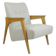Austrian Midcentury Light Beige Oak Lounge Chair by Oskar Riedel