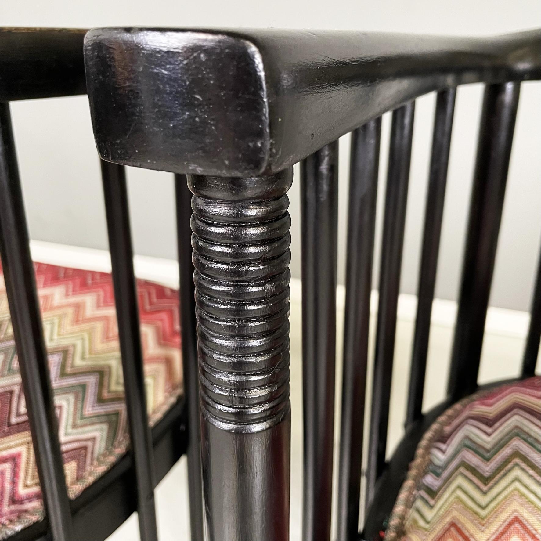 Austrian midcentury Missoni fabric black wood Tub chairs by Joseph Hoffmann 1950 4